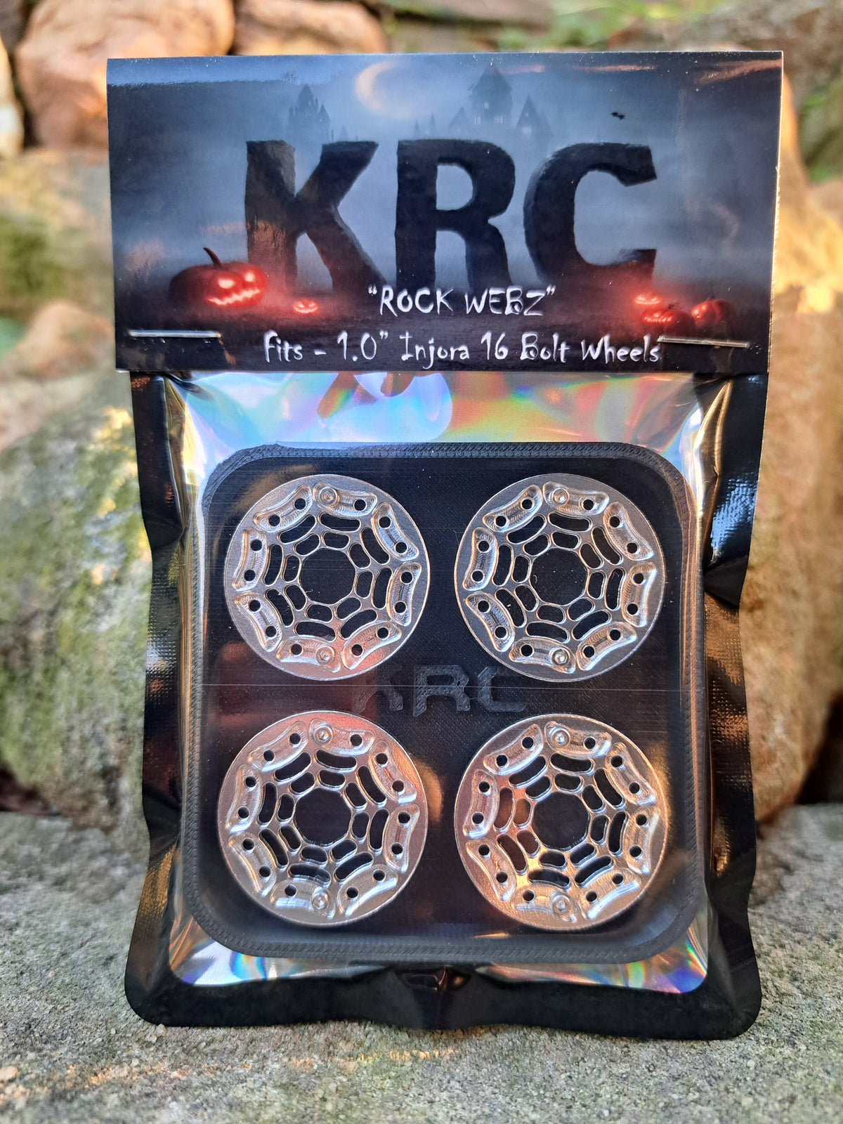 KRC 1.0" - "ROCK WEBZ" Beadlock Rings - 2026 Halloween Edition - Fits Injora/Mofo 16 bolt 1.0" beadlock wheels