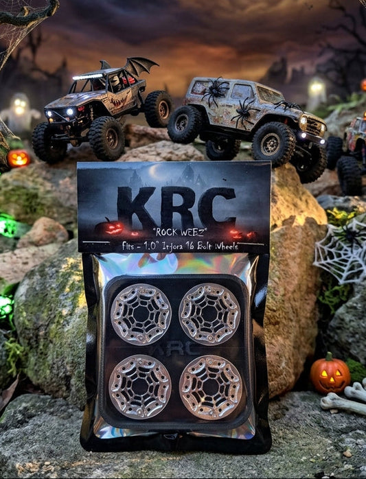 KRC 1.0" - "ROCK WEBZ" Beadlock Rings - 2026 Halloween Edition - Fits Injora/Mofo 16 bolt 1.0" beadlock wheels