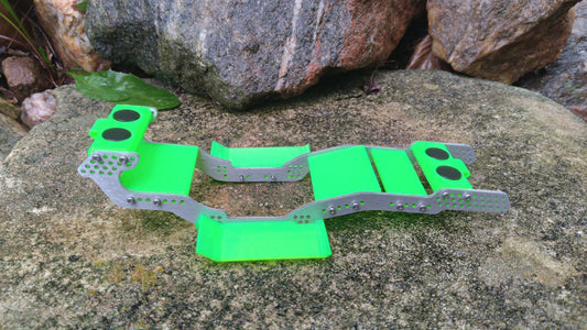 KRC ALIEN V3 SCX24 Long Wheelbase Chassis Kit - Limited Anodized Aluminum/UV reactive Dayglow Neon Green
