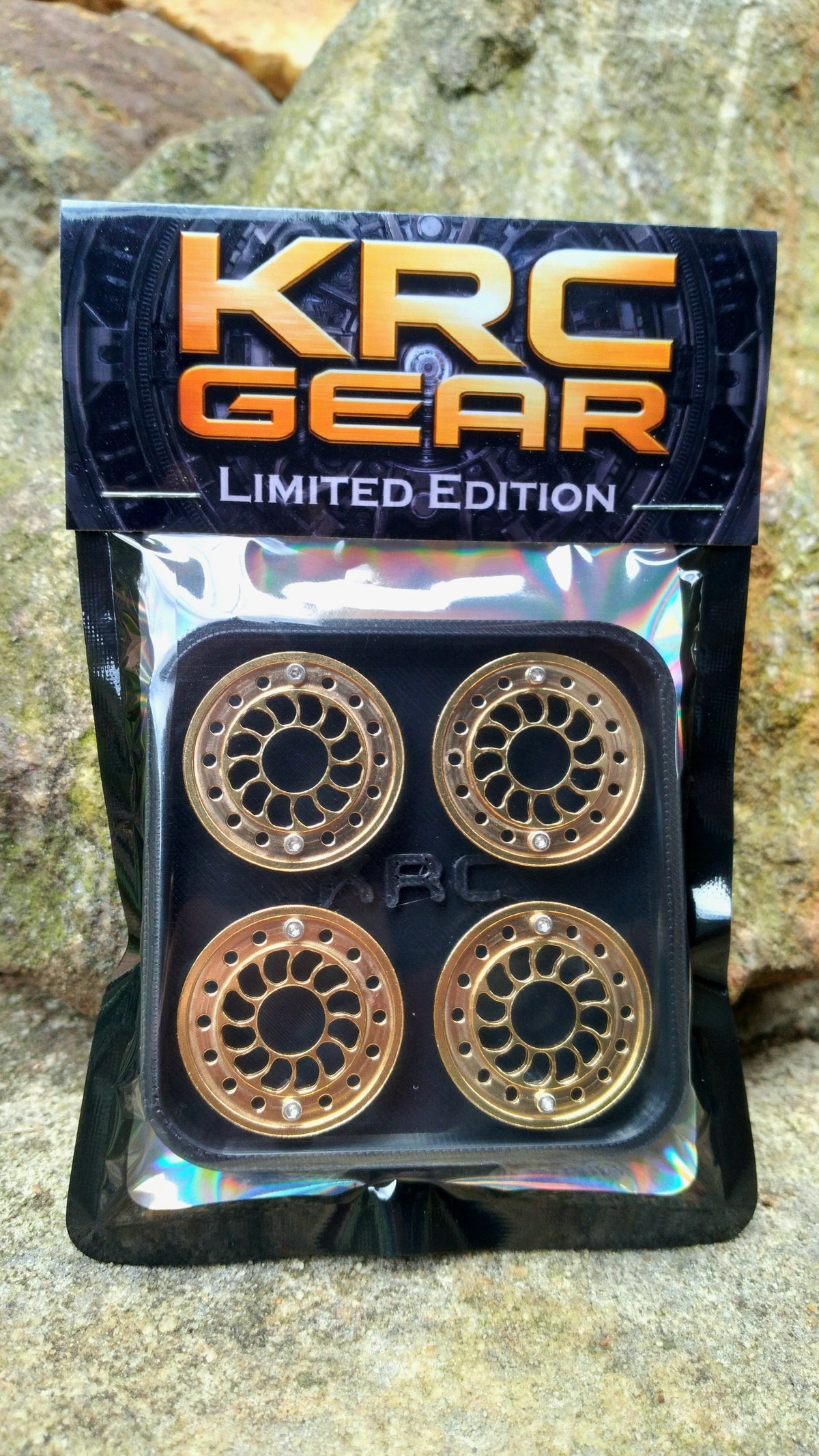 KRC 1.0" - "Turbine" LIMITED EDITION BRASS Beadlock Rings for Injora 16 Bolt 1.0" Wheels