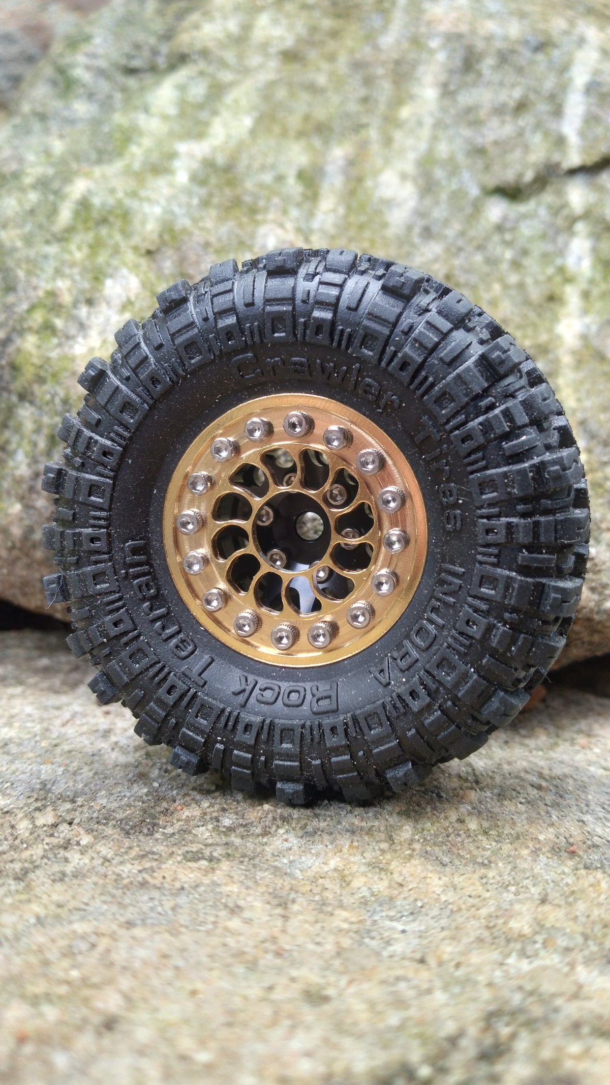 KRC 1.0" - "Turbine" LIMITED EDITION BRASS Beadlock Rings for Injora 16 Bolt 1.0" Wheels