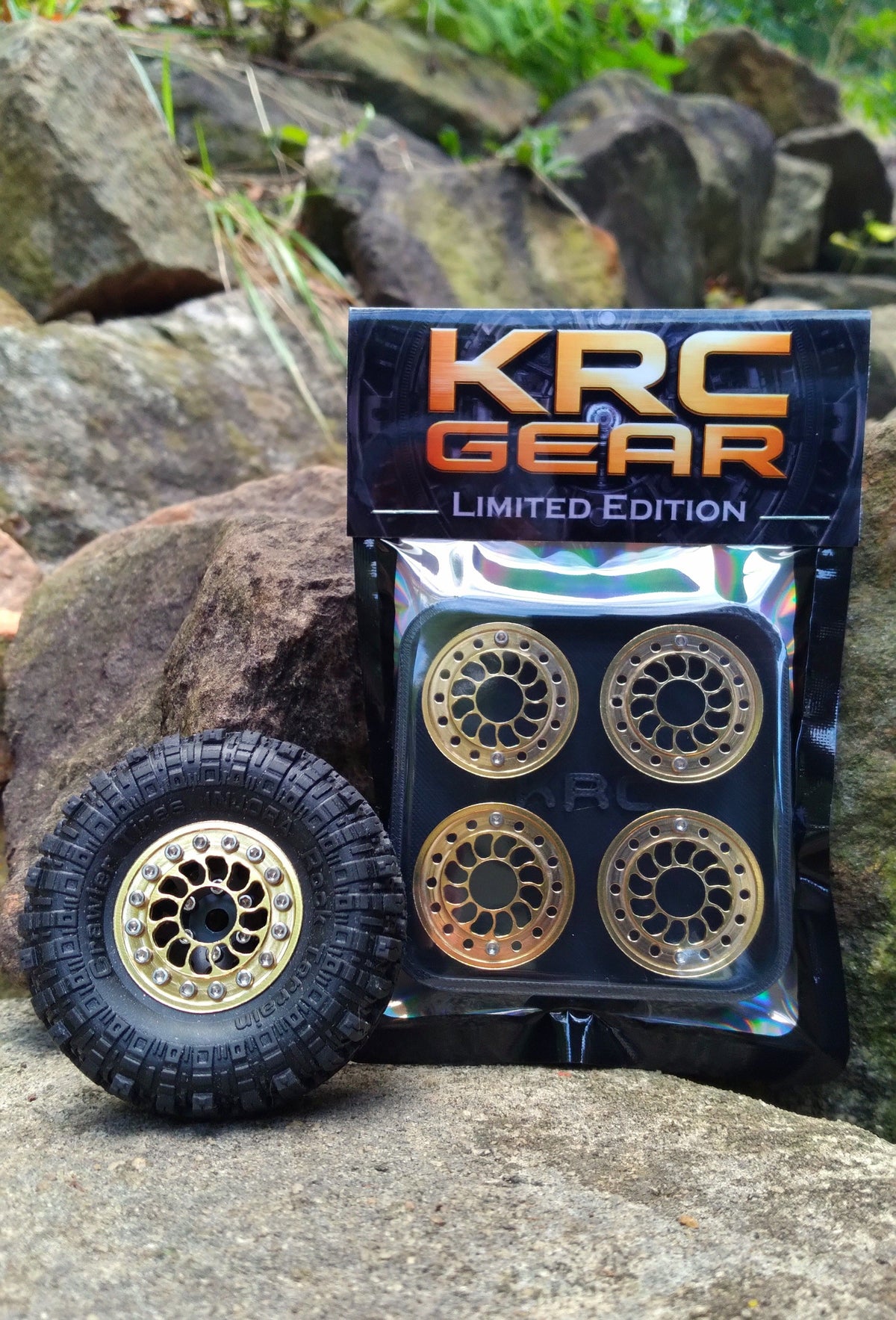 KRC 1.0" - "Turbine" LIMITED EDITION BRASS Beadlock Rings for Injora 16 Bolt 1.0" Wheels