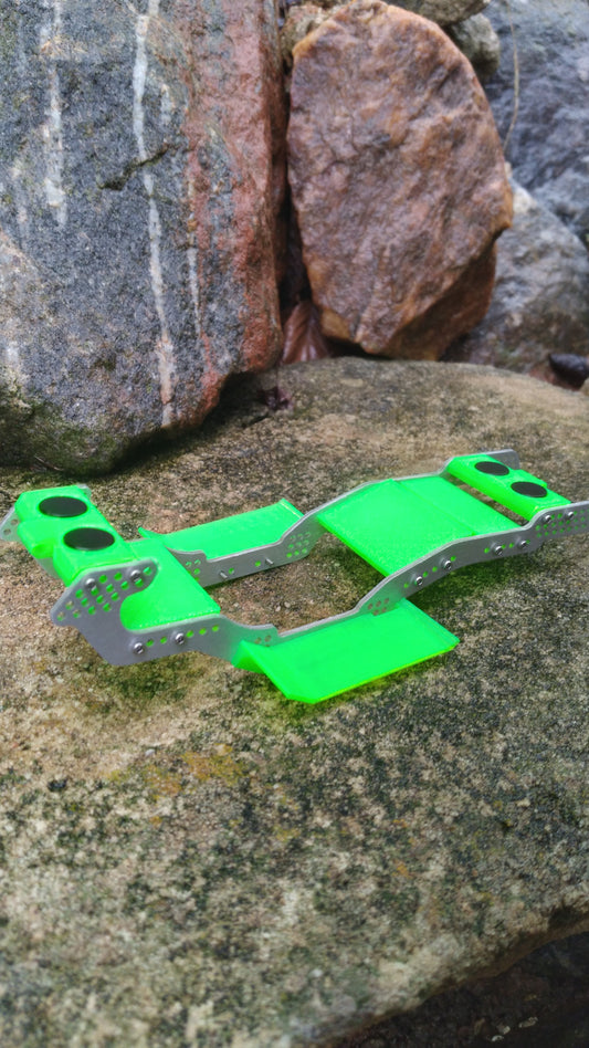 KRC ALIEN V3 SCX24 Long Wheelbase Chassis Kit - Limited Anodized Aluminum/UV reactive Dayglow Neon Green